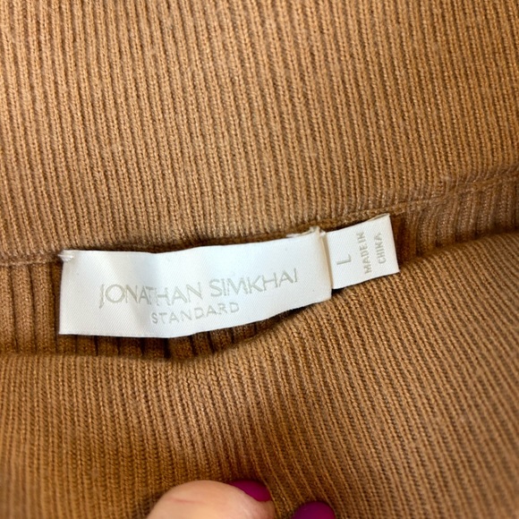 JONATHAN SIMKHAI DANNY Rib Knit Joggers track pants CAMEL size Large - Picture 7 of 13